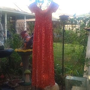 SHEIN RED OVER THE SHOULDERS DRESS